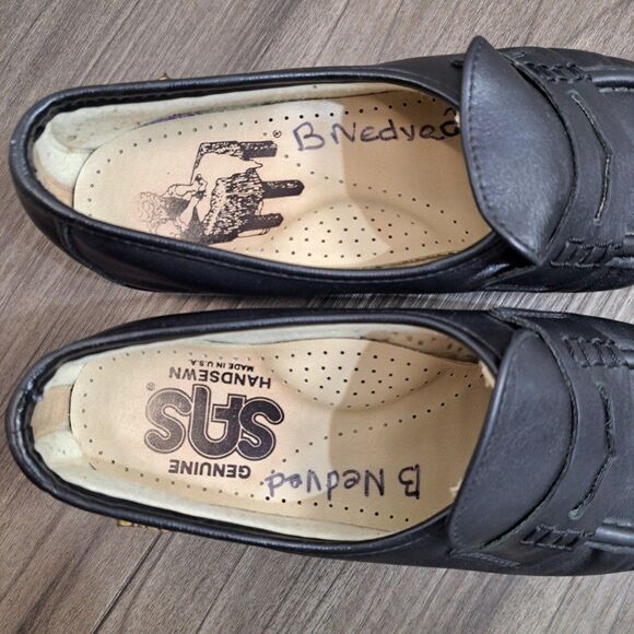 Sas Penny Loafers. Black Leather Slip On Flats Women's Loafer Size 6.5 M - Picture 6 of 10